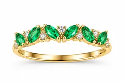 Жіноча каблучка Jewellery Continent із зеленими фіанітами з жовтого золота 17.5 (К-0932)