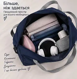Сумка дорожня великої місткості для подорожей відряджень спорту та відпочинку темно-синя - мініатюра 3