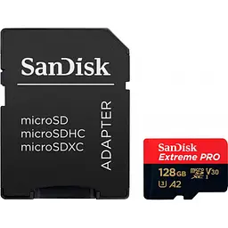 Карта пам'яті SanDisk microSDXC 128GB UHS-I Extreme Pro U3 V30 A2 + SD Adapter (SDSQXCD-128G-GN6MA) [100891]