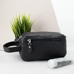 Косметичка чоловіча шкіряна HandyCover HC0029 чорна з ручкою - мініатюра 2