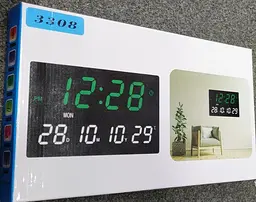 Настінний LED годинник 3308 з термометром та календарем - мініатюра 3