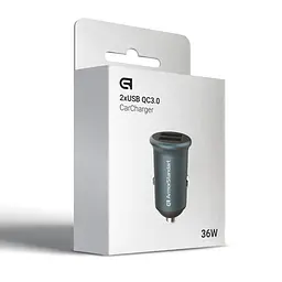 Автомобільний зарядний пристрій у прикурювач 36W з підтримкою Quick Charge 3.0, два USB порти, швидка зарядка для телефону та планшета, сірий, ArmorStandart (ARM65438) - мініатюра 6