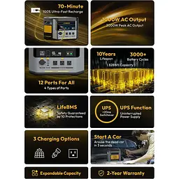 Зарядна станція Vtoman FlashSpeed 1000 PB-85 / 1000 Вт / 828 Вт/ч / LiFePO4 (FlashSpeed 1000) - мініатюра 7