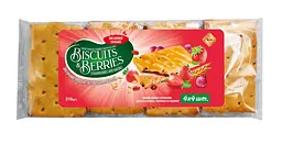 Печиво затяжне Житомирські ласощі з начинкою "BISCUITS & BERRIES" полуниця та родзинки 210 г * 8 шт
