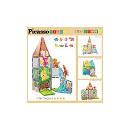 Конструктор Picasso магнітний Tiles Dinosaur Set з 8 фігурками динозаврів 38 деталей (817338028848) - мініатюра 4