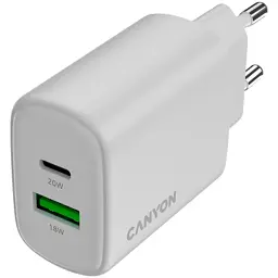 Зарядний пристрій Canyon OnCharge 200 20W 1xPD 1xQC EU White (CNE-CHA200-21) - мініатюра 1