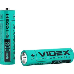 Акумулятор Videx Li-ion 14500 без захисту 800 mAh bulk 1 шт. (14500/800/1B) - мініатюра 2