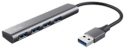 Хаб Halyx USB-A > 4xUSB-А 3.2 Алюміній 0.1м Сірий Trust teh0018459