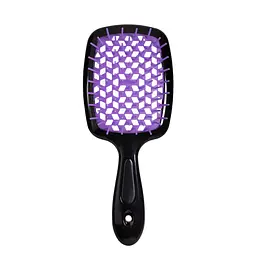 Щітка для волосся масажна продувна Superbrush Plus Hollow Comb прямокутна, Чорна з фіолетовим