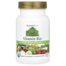 Вітамін В-12, Vitamin B12, Source of Life Garden, органік, 60 веганських капсул Nature's Plus vit0001866