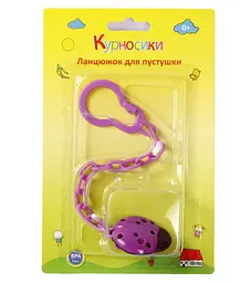 Ланцюжок для пустушки Курносики Божа корівка з кліпсою фіолетовий (7087 фіол) - мініатюра 2