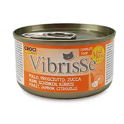 Вологий корм для котів Vibrisse Menu курка з шинкою в гарбузовому соусі, банка 70 г