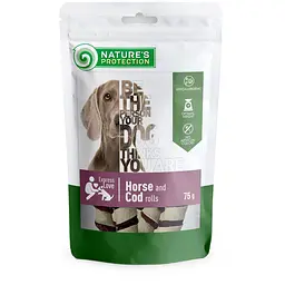 Ласощі для собак, ролли з конини та трески, Nature's Protection Snacks For Dogs, Horse And Cod Rolls 75г