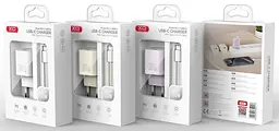 Сітчастий зарядний пристрій XO L148 single USB-C 30W 3A with Lightning-Type-C cable Білий - мініатюра 2