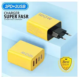 Універсальний зарядний пристрій Voltronic Super Fast Charger Dual PD Type-C + Dual QC3.0 USB 120W - мініатюра 5