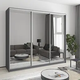 Шафа-купе тридверна MebelStar Уні AL 3 Дзеркала 240x60x210 см Антрацит (MBS-3116)