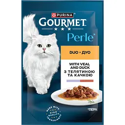 Вологий корм для котів Gourmet Perle Duo міні філе з телятиною та качкою у підливці 85 г - мініатюра 2
