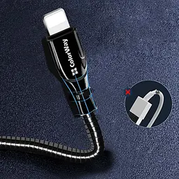 Кабель ColorWay USB - Apple Lightning (metal spring) 2.4А 1 м Black - мініатюра 3