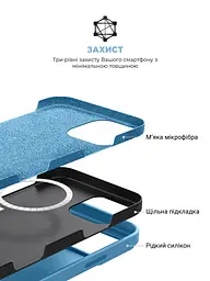 Силиконовый чехол с MagSafe для Apple iPhone 16 Pro, ICON2 MagCase, голубой, противоударный, панель с мягкой подкладкой, защита всего корпуса, поддержка беспроводной зарядки, совместим с защитными стеклами и пленками, ArmorStandart (ARM80193) - мініатюра 6