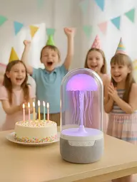 Креативна Bluetooth колонка з підсвічуванням RGB Медуза, 7 кольорів LED, Колонка-нічник з хорошим звучанням, Біла (2082387841) - мініатюра 8