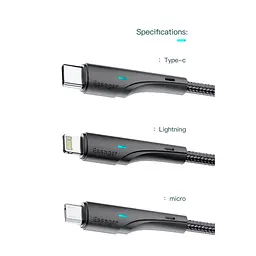 Дата кабель USB 2.0 AM to Lightning 1.0m 2.4A black Essager (EXCL-LS01) - мініатюра 12