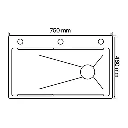 Кухонна мийка з нержавіючої сталі Zerix ZH7546-SET-05 Decor Graphite з вбудованим змішувачем ZM5592, Графит - мініатюра 2