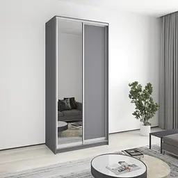 Шафа-купе дводверна MebelStar Стандарт AL ДСП/Дзеркало 110x45x240 см Антрацит (MBS-3673)
