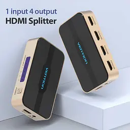 Сплітер Vention 1 In 4 Out HDMI Splitter 4K 30Hz Gold Aluminum Alloy Type EU Standard (ACCG0-EU) - мініатюра 2