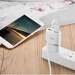 Мережевий зарядний пристрій для телефона HOCO C12 (2 USB 2.4 A) Білий - мініатюра 5