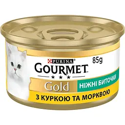 Вологий корм для котів Gourmet Gold Ніжні Биточки з куркою та морквою 85 г
