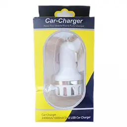 Зарядний пристрій в авто круглий рифлений 11587 2 USB 2.1 A White Silver (10962) - мініатюра 3