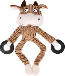Плюшева іграшка для собак Squeaky Dog Toy with Rubber Ring - Khaki Cow