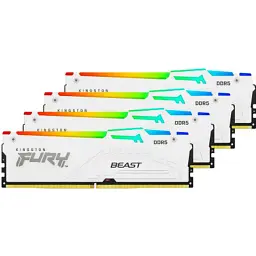 Модуль пам'яті для комп'ютера DDR5 128GB (4x32GB) 5600 MHz FURY Beast RGB White Kingston Fury (ex.HyperX) (KF556C40BWAK4-128) - мініатюра 3