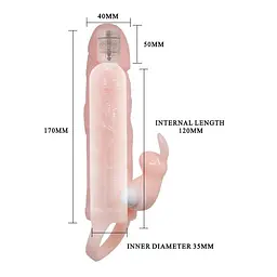 Насадка на пеніс Baile Brave Men Vibro Penis Sleeve 17 см тілесний - мініатюра 4