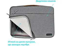 Чохол-сумка для ноутбука Grand-X SLX 14″ Grey (SLX-14G) - мініатюра 4