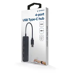 Концентратор Gembird USB-C 4 ports USB 2.0 black (UHB-CM-U2P4-01) - мініатюра 3