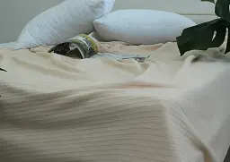 Простирадло-покривало Tag Tekstil піке 200х235 см. Смуга бежева - мініатюра 3