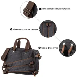 Сумка-трансофрмер текстильна 20144 Vintage чорний - мініатюра 9