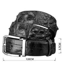 Ремінь чоловічий з натуральної шкіри крокодила чорний CROCODILE LEATHER 18008 120 см - мініатюра 5