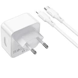 МЗП Borofone BA76A Source PD35W (2USB-З) + кабель Type-C to Lightning White - мініатюра 4