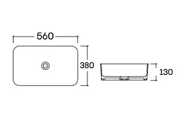 Раковина накладна Qtap Virgo N 560х380х130 мм, White, прямокутна, без донного клапана QT18116308W - мініатюра 6