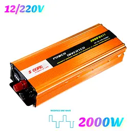 Інвертор автомобільний перетворювач напруги в машину DC12V-AC220V 2000W Inverter 5 CORE SC-2000VA - мініатюра 2