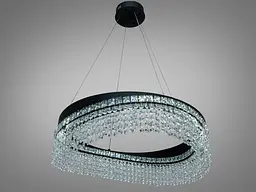 Підвісна LED люстра Diasha P7027/D600BK чорна 68W кришталь