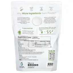 Пробіотики та пребіотики Organic Inulin Powder 998 грам Micro Ingredients vit0005064 - мініатюра 2