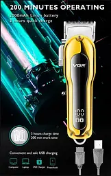Акумуляторний триммер для стрижки волосся VGR V-680 з 4 насадками - мініатюра 7