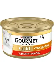 Вологий корм для котів Gourmet Gold соус де люкс з яловичиною, 85 г