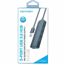 Хаб USB 3.0 -> 3хUSB 3.0/2хTRS Audio/USB Micro 1.0 м. Vention - мініатюра 2