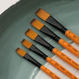 Пензель синтетика плоска FLAME 1368F коротка ручка Rosa - мініатюра 3