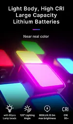 Відеосвітло Ulanzi Vijim Rechargeable Xiaomini RGB Light UV-B01001 VL49 RGB Pro Black - мініатюра 6