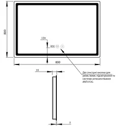 Дзеркало Qtap Mideya з LED-підсвічуванням Touch QT2078NCF8080W - мініатюра 10